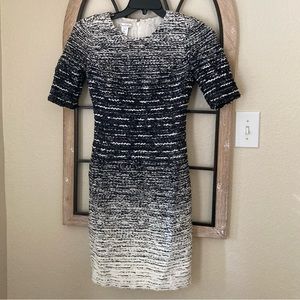 Oscar de la Renta dress black white sheath tailored